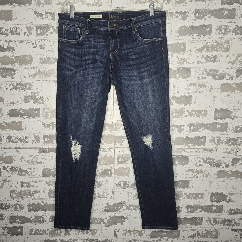 Kut From The Kloth Jeans Womens 10 Adele Slouchy Boyfriend Mid Rise Distressed